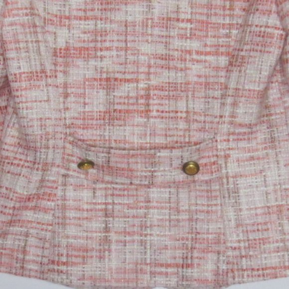 Cach'e Jacket Cream Coral Woven Textured Classic Lines Sculpted Blazer Size 8 - Picture 3 of 11
